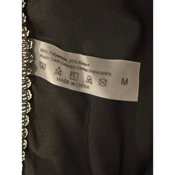 Black Two Piece Swimsuit High Waisted Bottoms Smocked Waistband Beach Bikini M - Picture 6 of 9